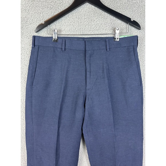 Cubavera Pants Mens 34x30 Blue Linen Blend Flat Front Dress Slacks Trousers New - Picture 1 of 11